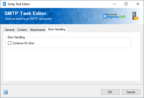 SMTP Task Editor - Error Handling